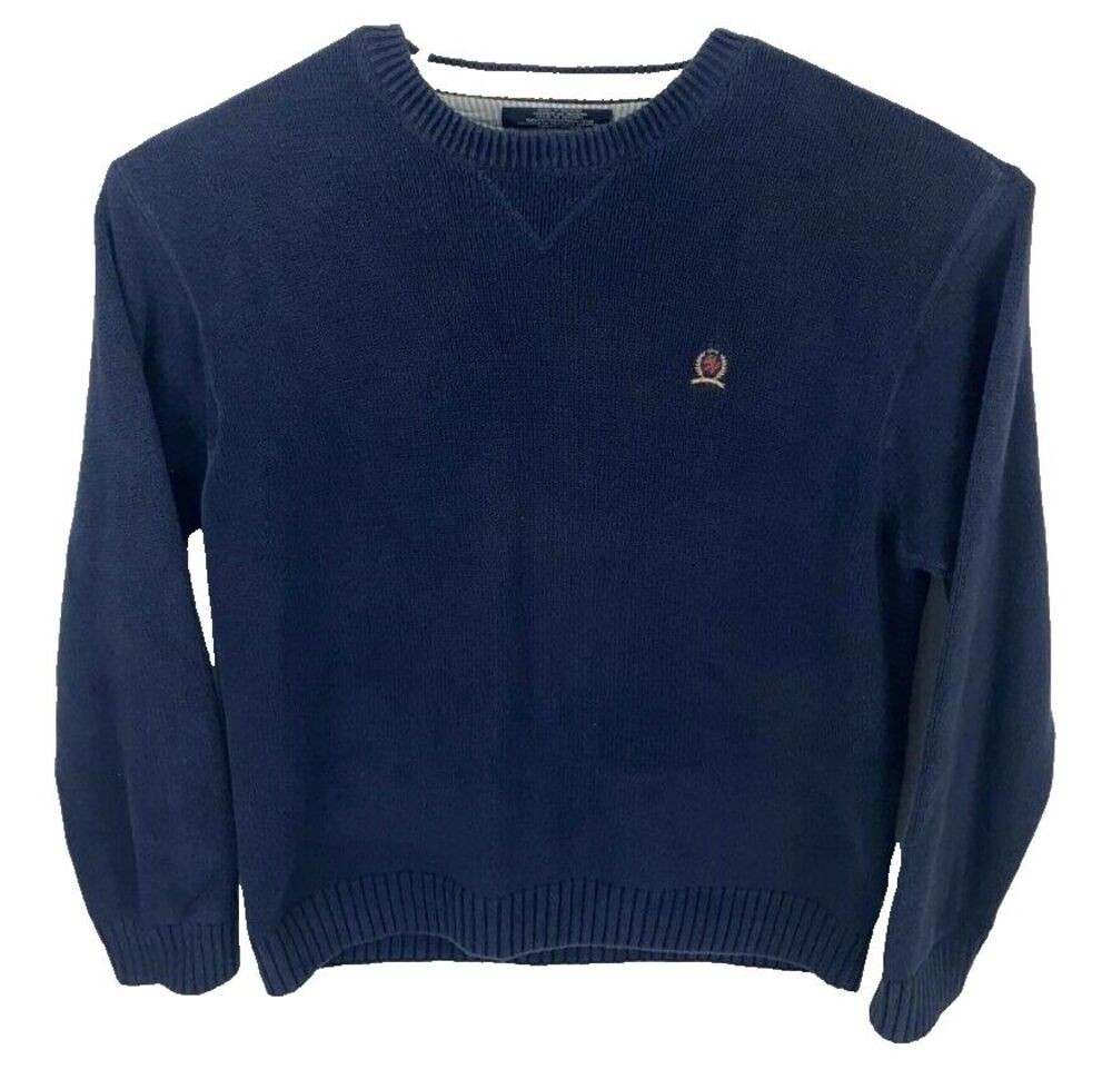 Tommy Hilfiger Men's Blue Waffle Knit Crew Neck Sweater Long Sleeve Pullover M-X